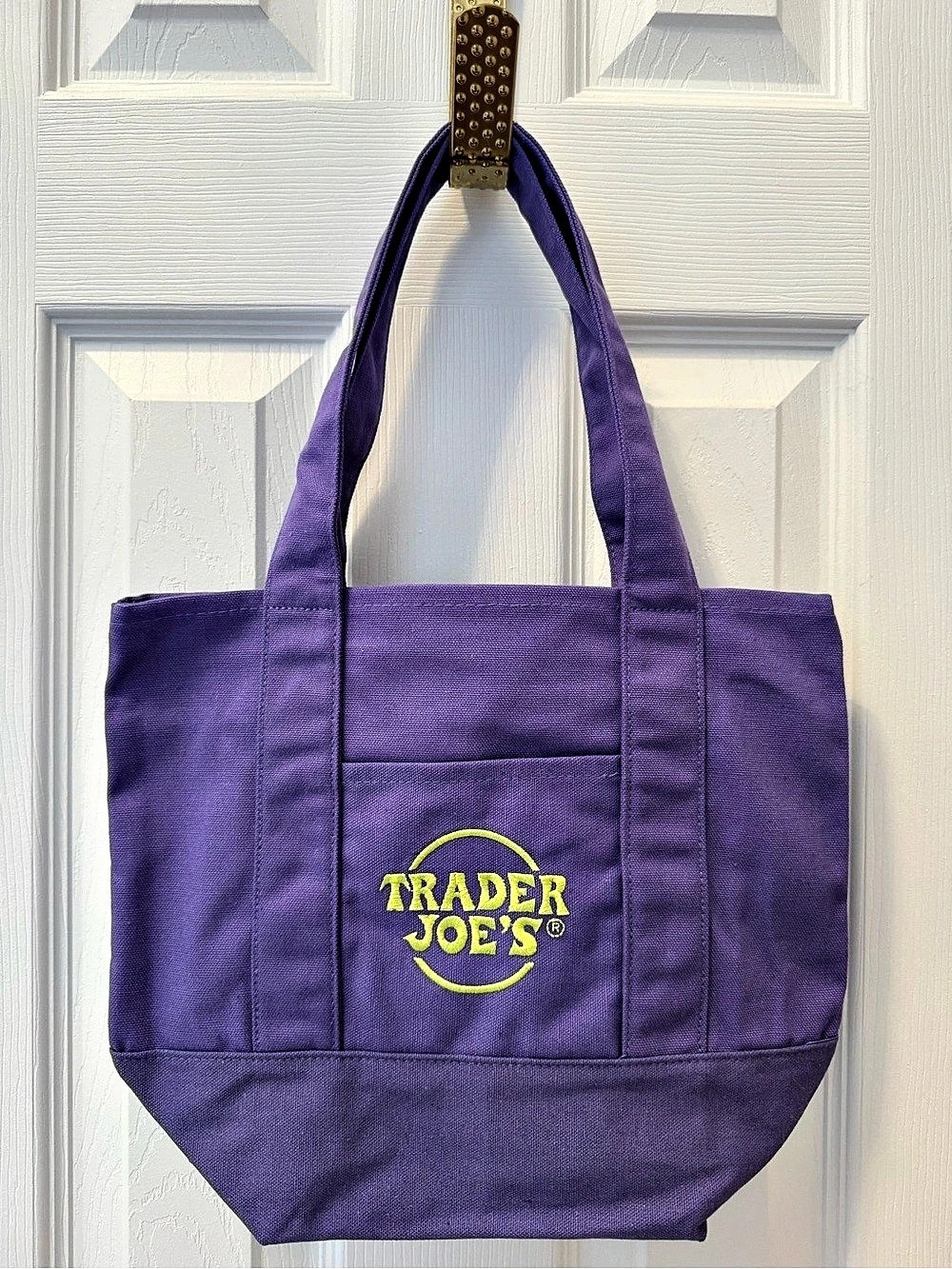 Trader Joe's Trick-or-Treat Mini Canvas Tote Bag Purple